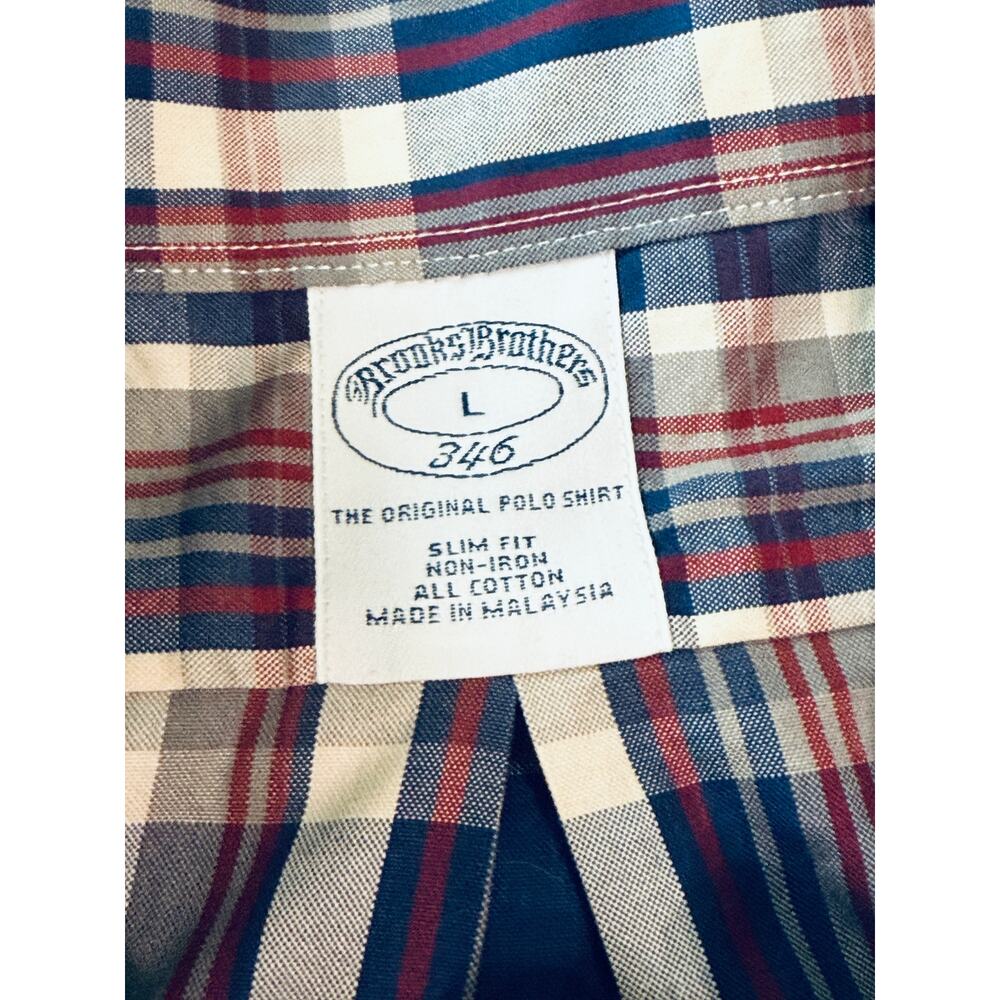 NWOT Brooks Brothers Size Large Slim Fit Plaid Long Sleeve Button Up Shirt Men - Picture 4 of 8